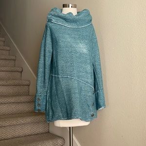 Soft Surroundings Sz L cut loose, cowl neck texture sweater